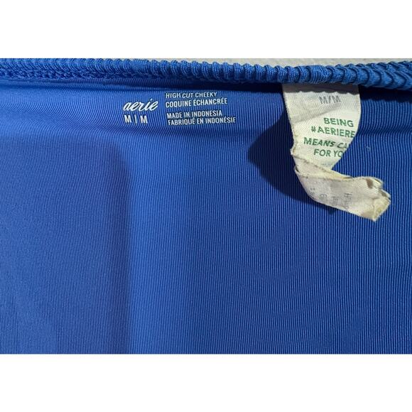 Aerie Blue Bikini Small Top and Medium High Cut Bottom S/M - Picture 7 of 9